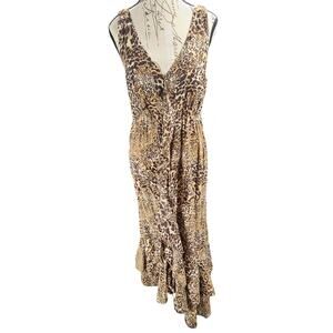 Grace Dresses women's dress leopard print Size Large ruffle detail 100% cotton
